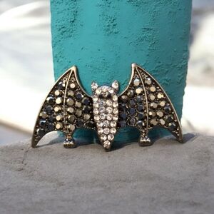 Rhinestone Bat Brooch
